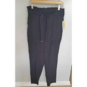Michael Kors Black Stretch Waist Belt Jogger Pants